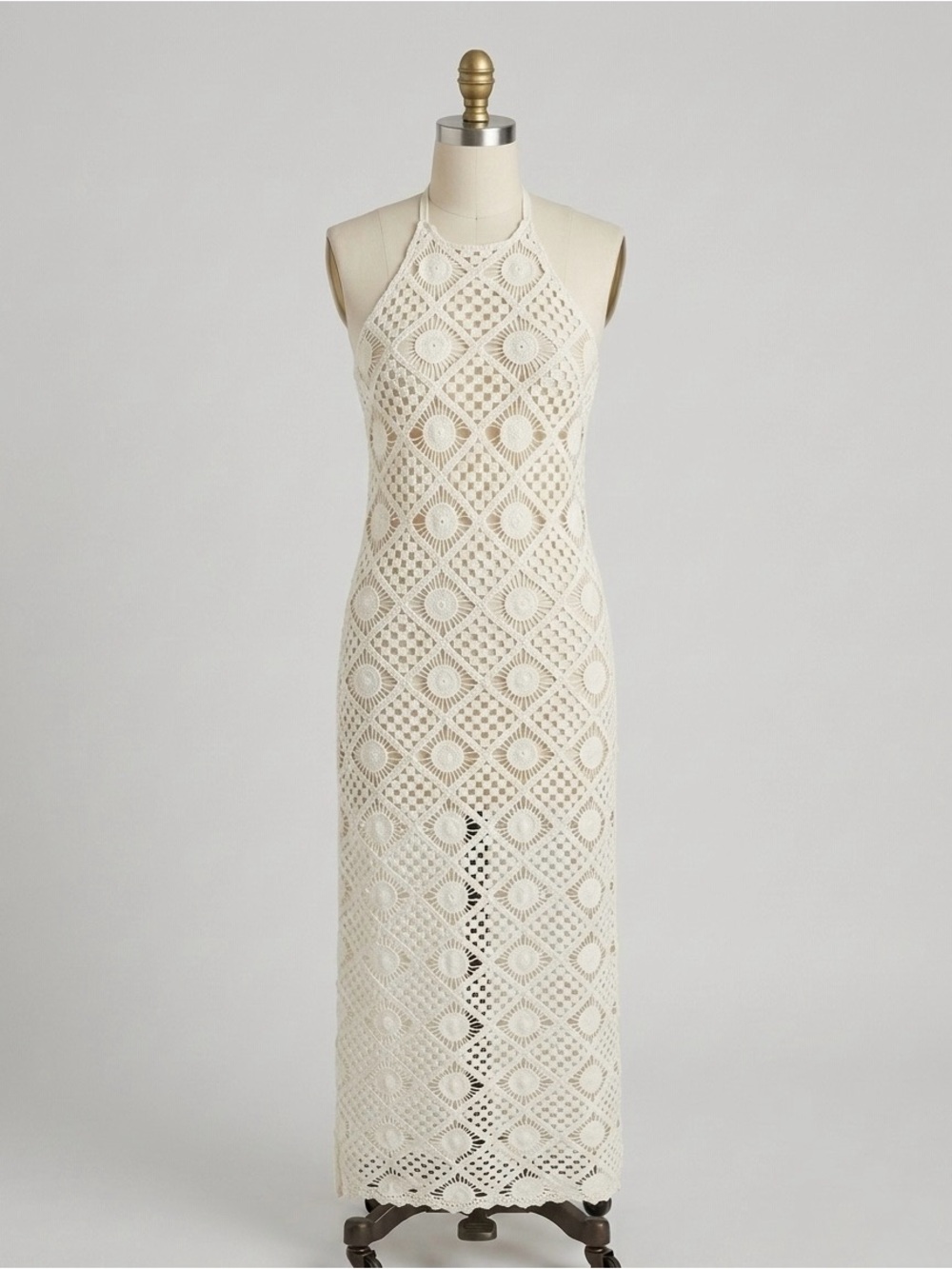 Anthropologie Ivory Crochet Maxi Dress/ Swim Coverup